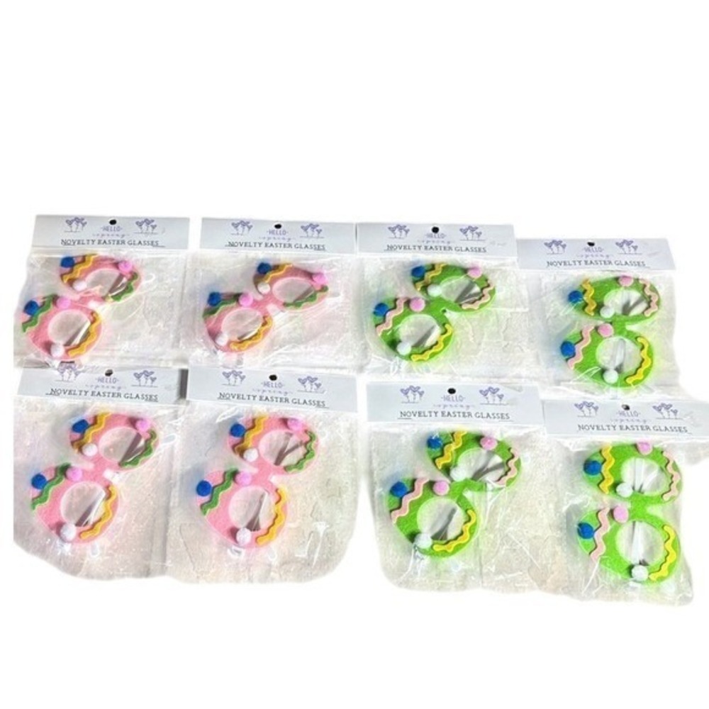 Hello Spring Kids Novelty Easter Egg Party Favor Glasses Green 4 & Pink 4 NEW
